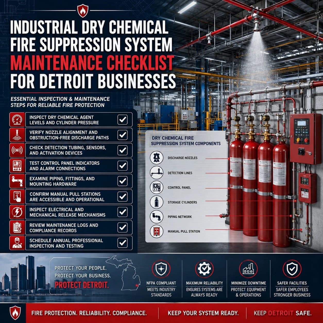Industrial dry chemical fire suppression system maintenance in Detroit