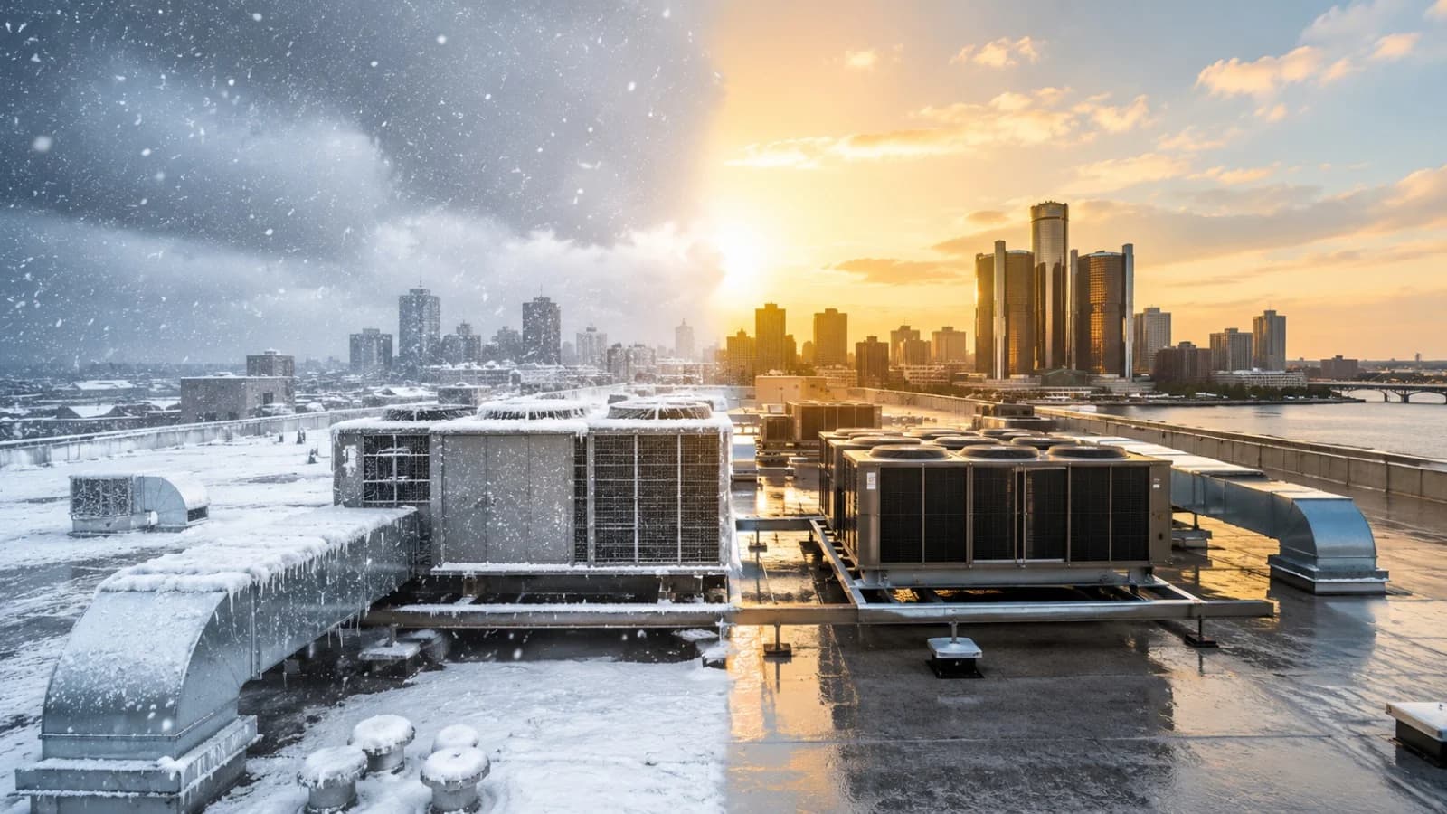 Commercial HVAC system servicing a Detroit business